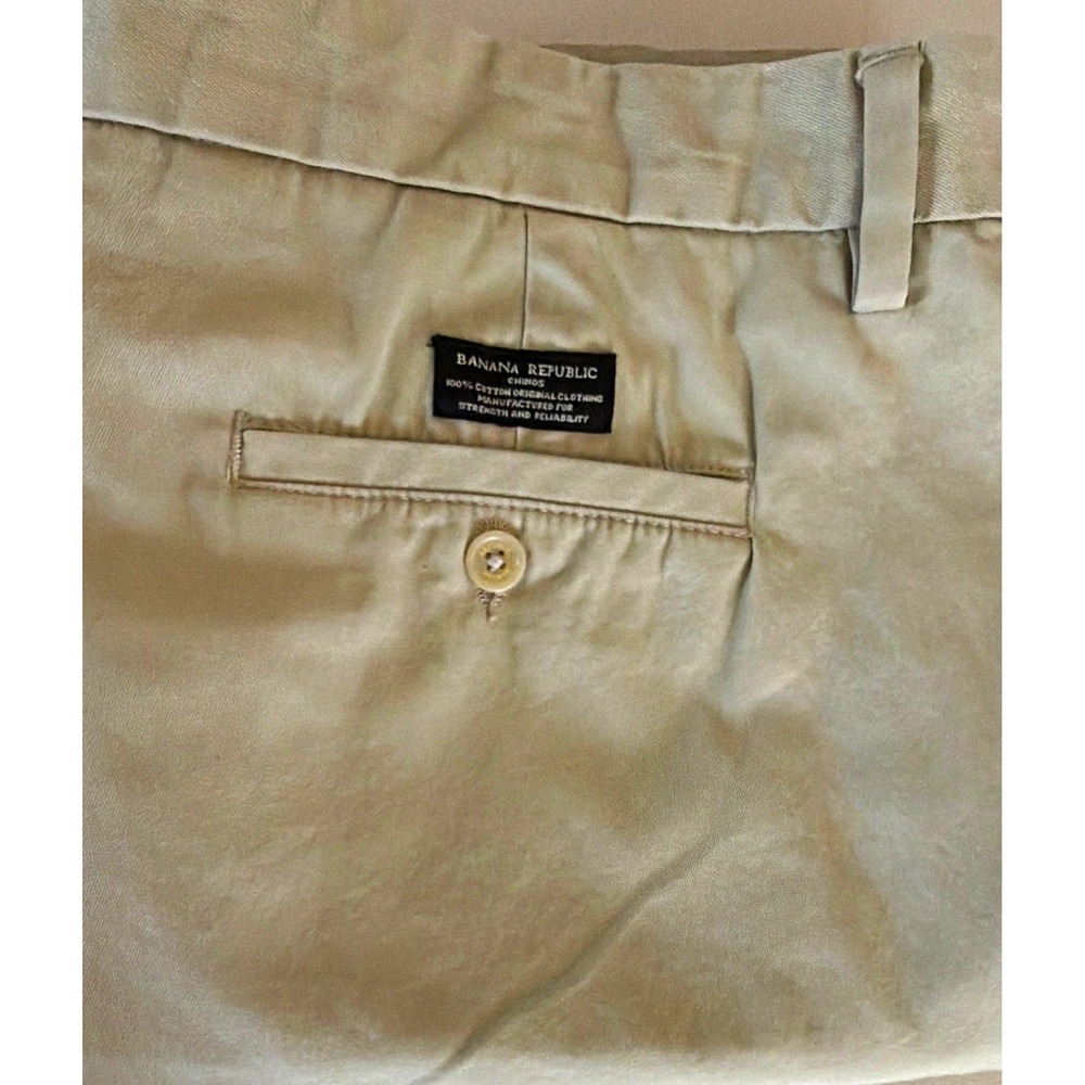 Banana Republic Men's Beige Chino Pants 36 Cotton Twill Straight Leg Flat Front